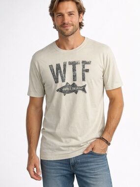 Life Is Good WTF Where’s The Fish Tee Fishing Graphic Shirt M
